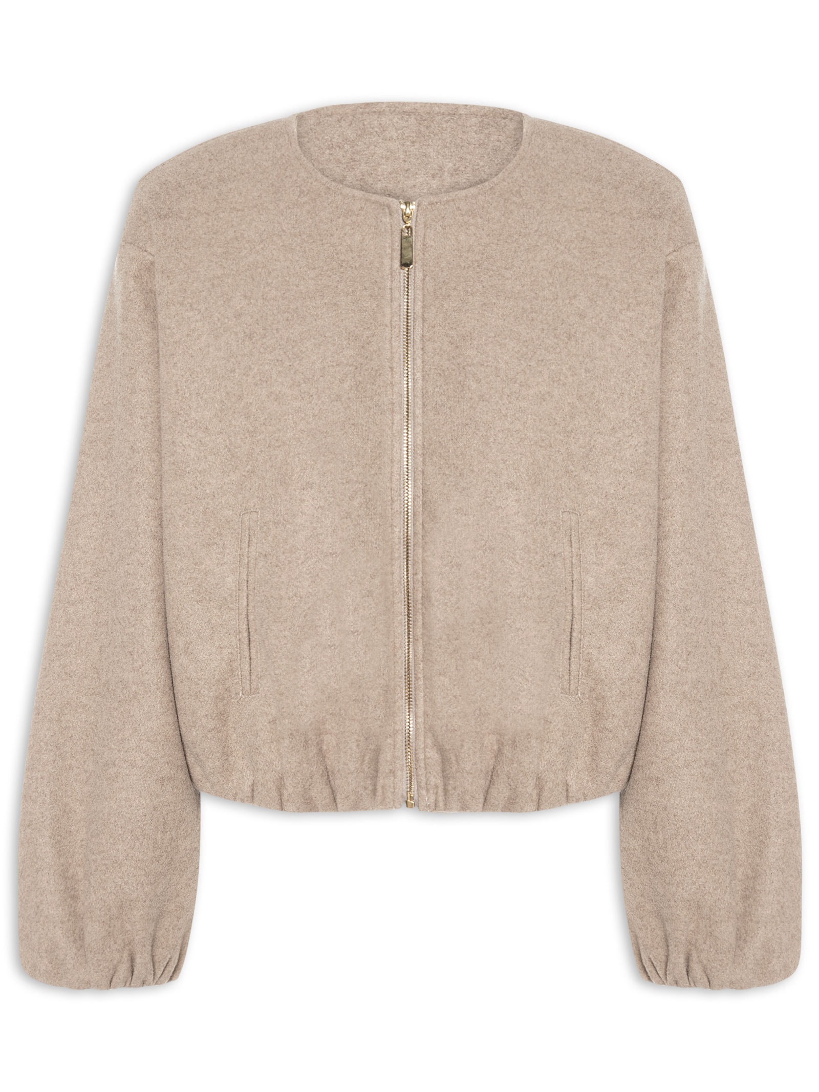 Casaco Feminino Gola Redonda Bege '2Essential