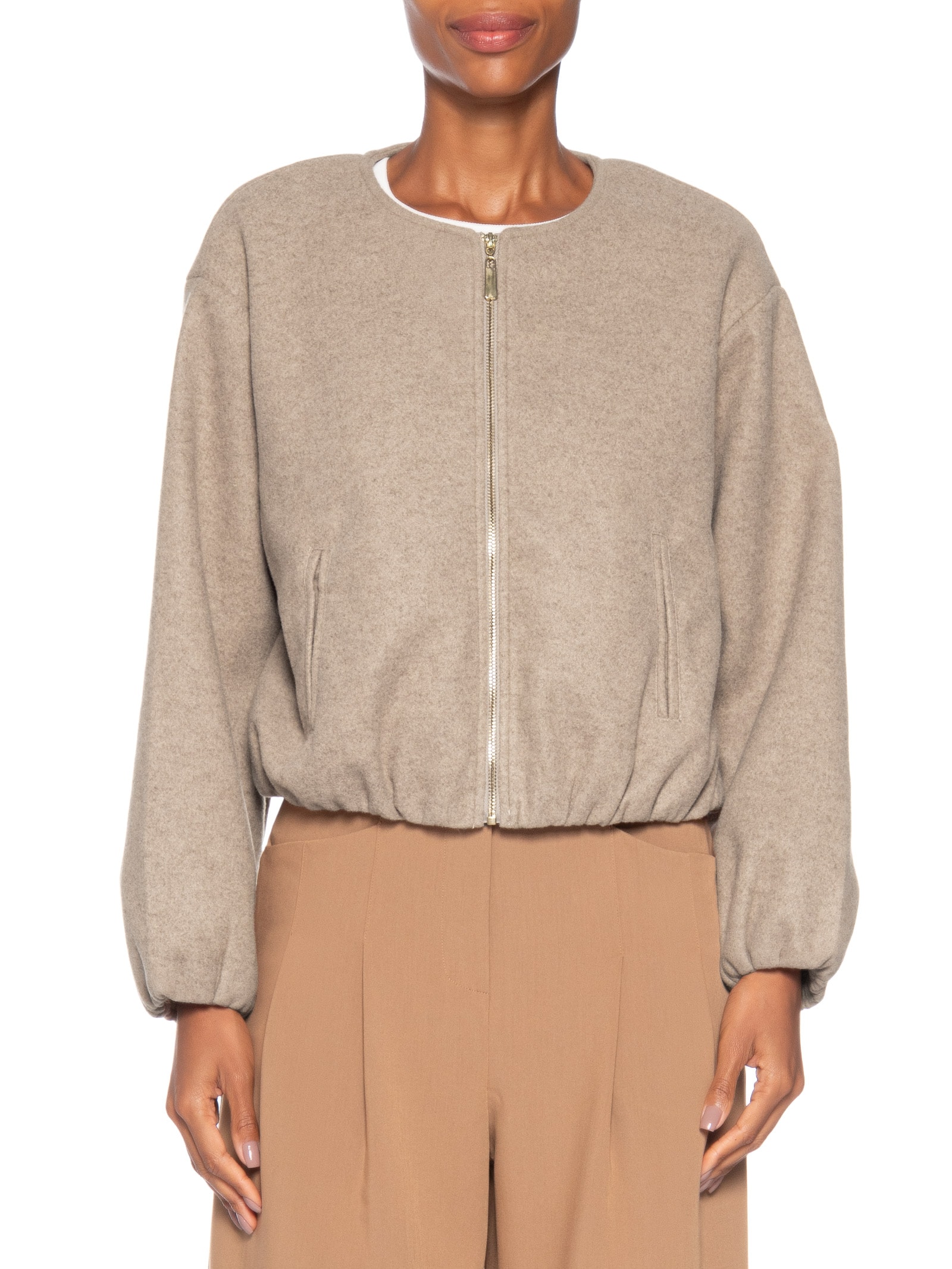 Casaco Feminino Gola Redonda Bege '2Essential
