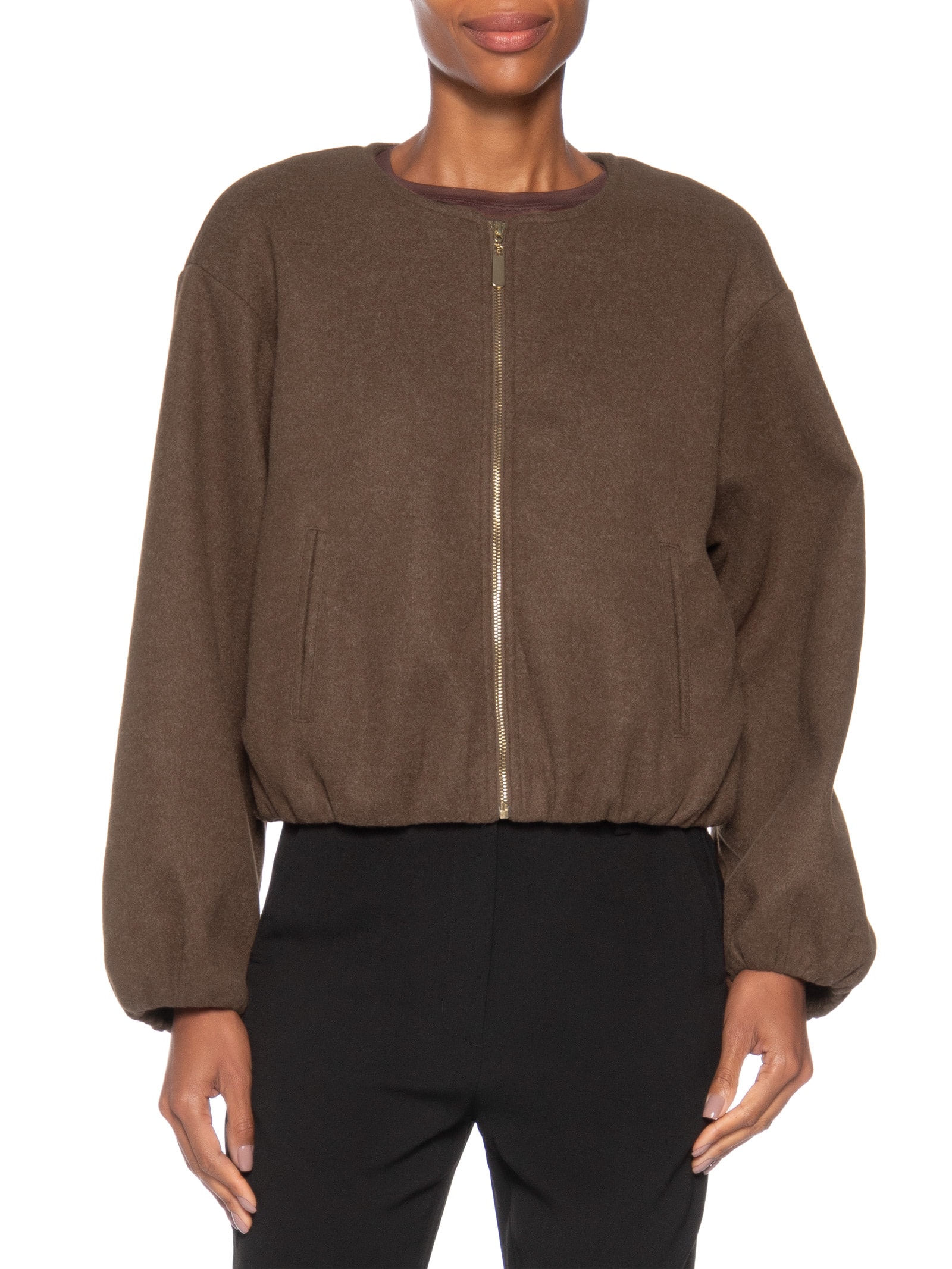 Casaco Feminino Gola Redonda Marrom '2Essential