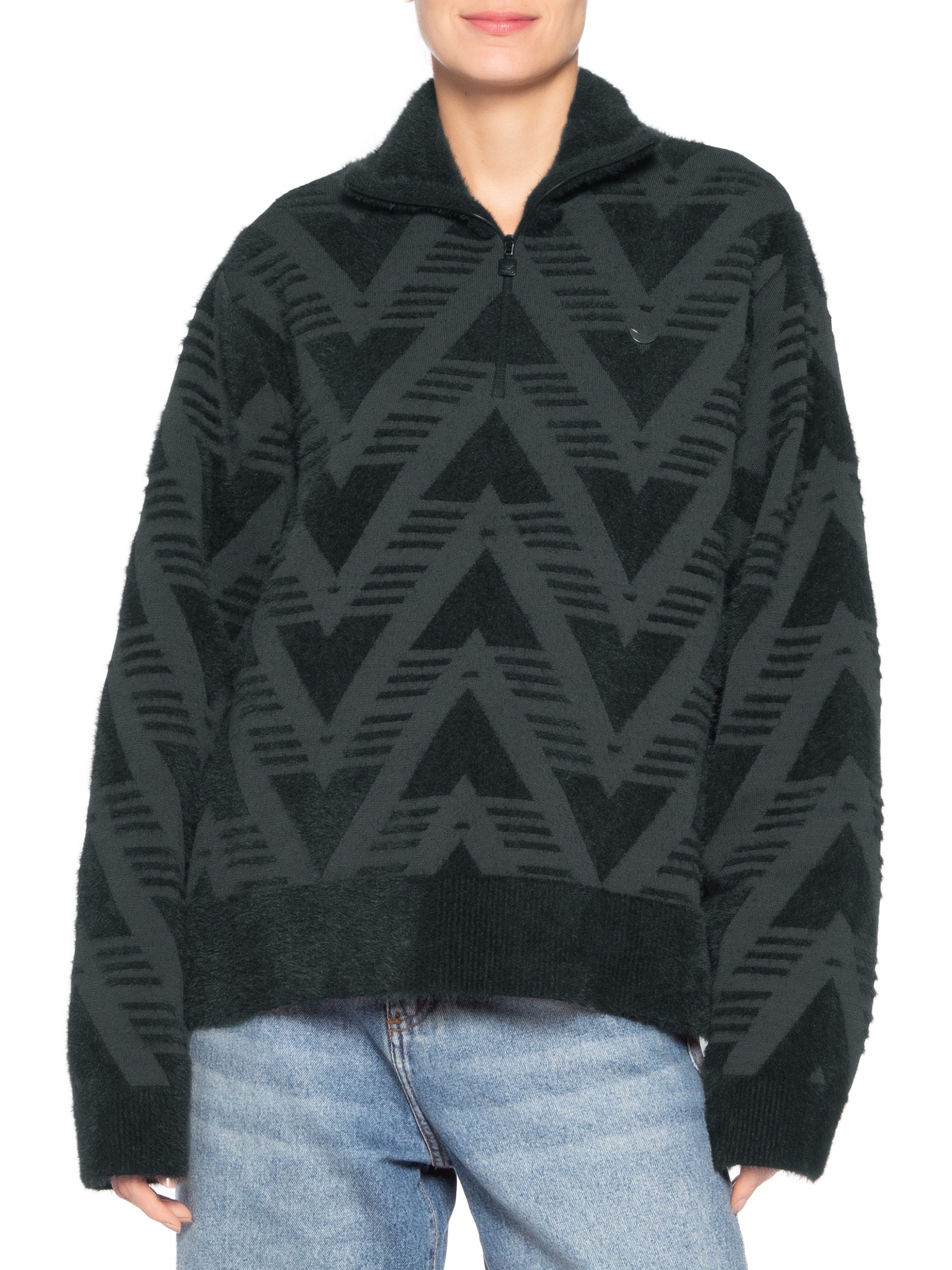 Casaco Feminino Knit Half Zipped- Preto- Adidas Originals