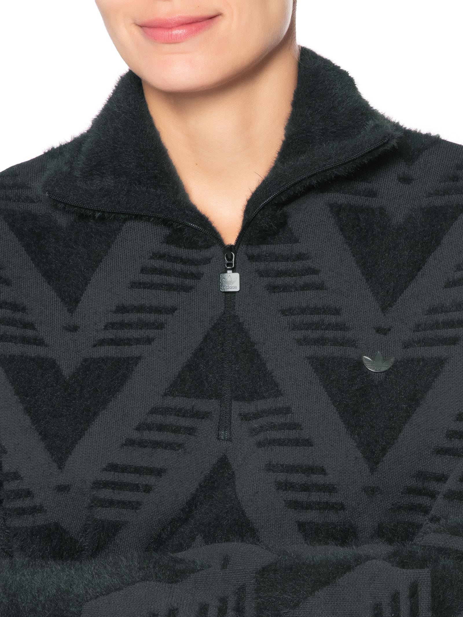 Casaco Feminino Knit Half Zipped- Preto Adidas Originals