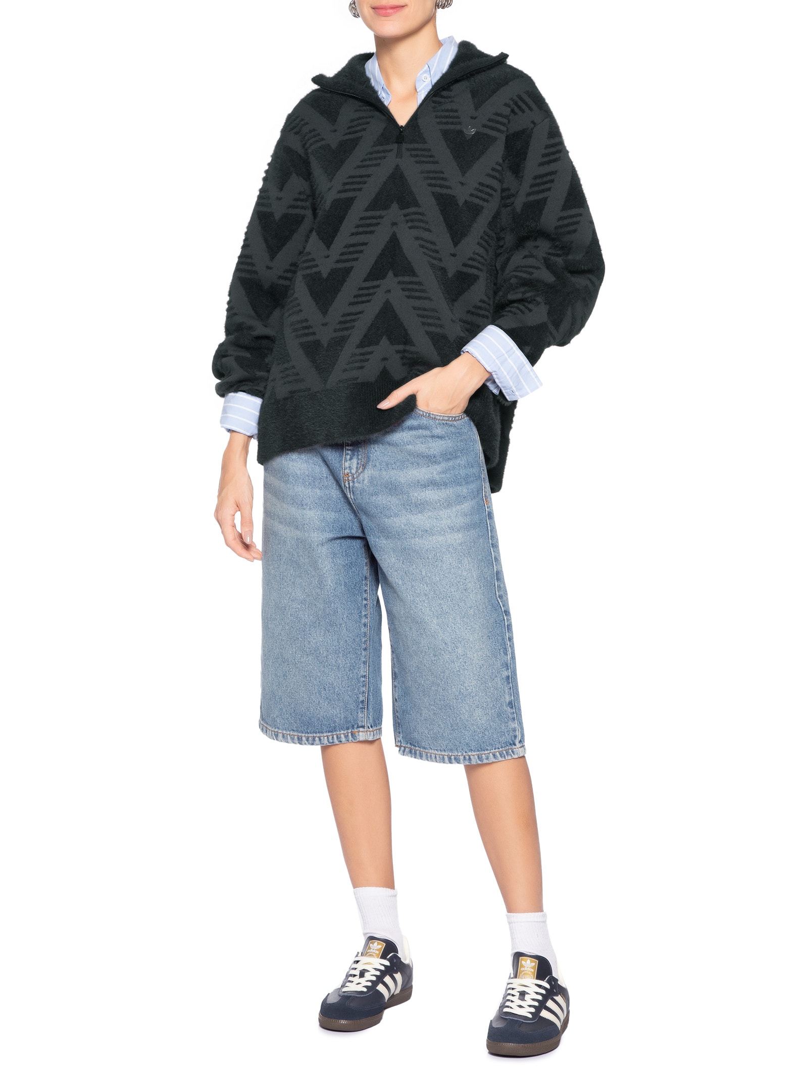 Casaco Feminino Knit Half Zipped– Preto Adidas Originals