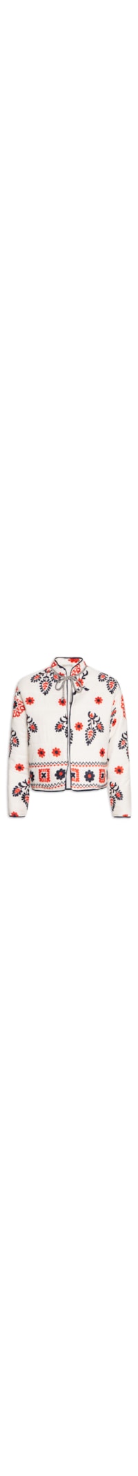 Casaco Feminino Linho Bordado Floral Místico - Branco