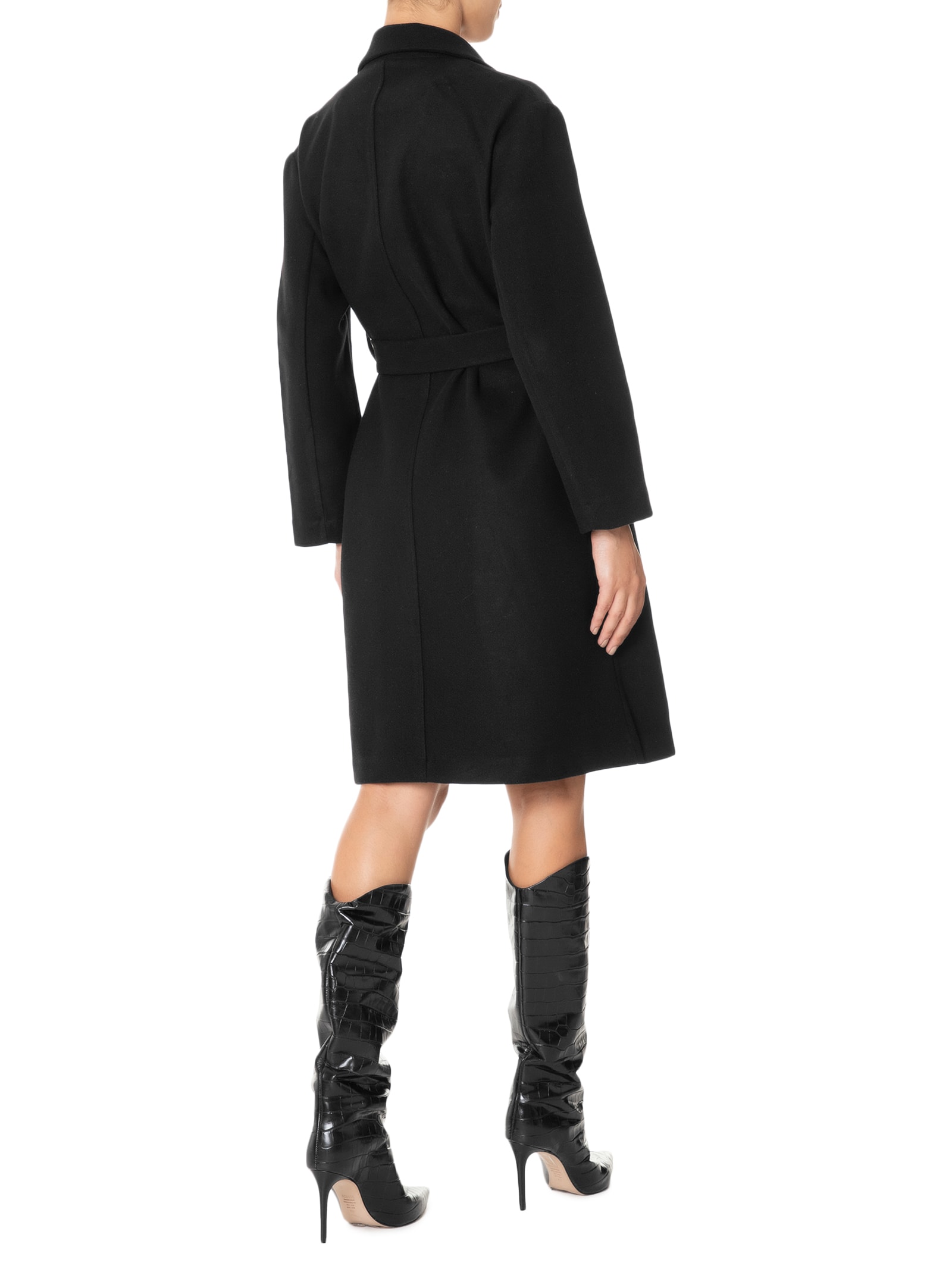 Market 33 - Casaco Feminino Longo em com Amarração - Preto