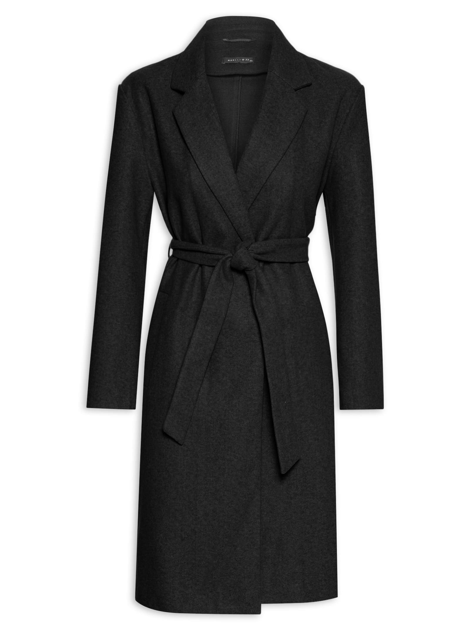 Market 33 Casaco Feminino Longo em com Amarração Preto
