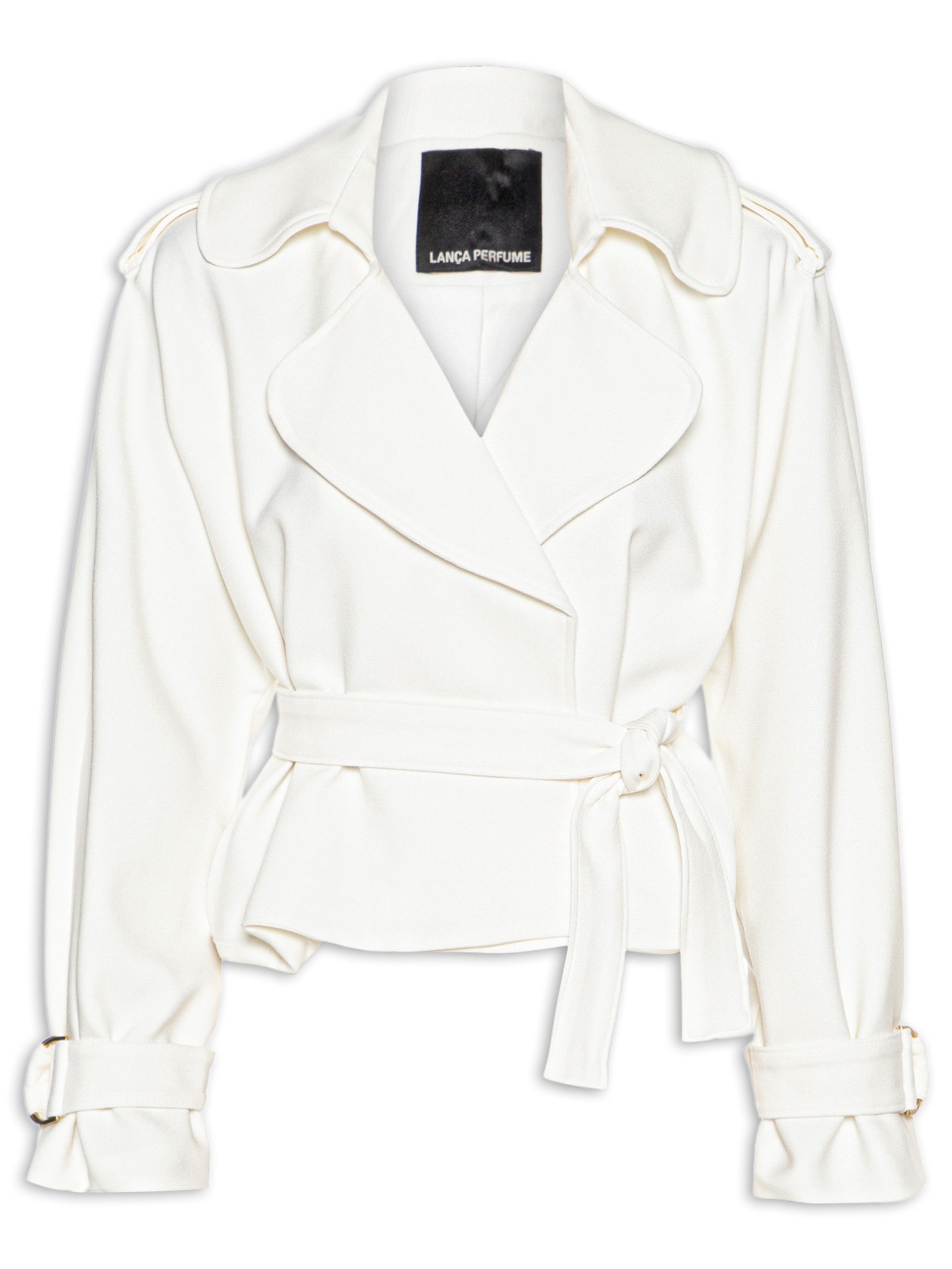 Casaco Feminino Manga Longa Com Faixa Branco Lança Perfume