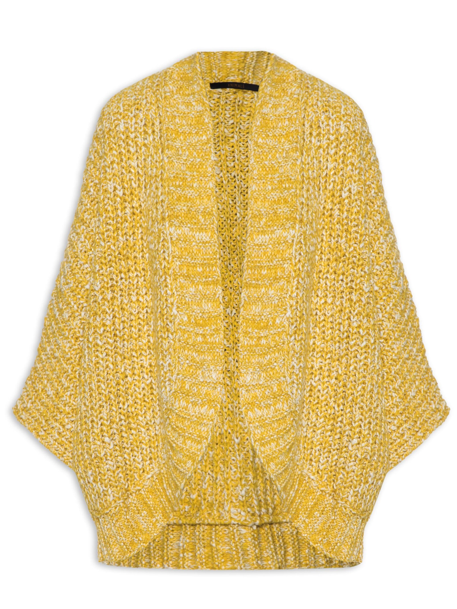 Casaco Feminino Manga Wrap Tricot Mostarda - Animale - Amarelo