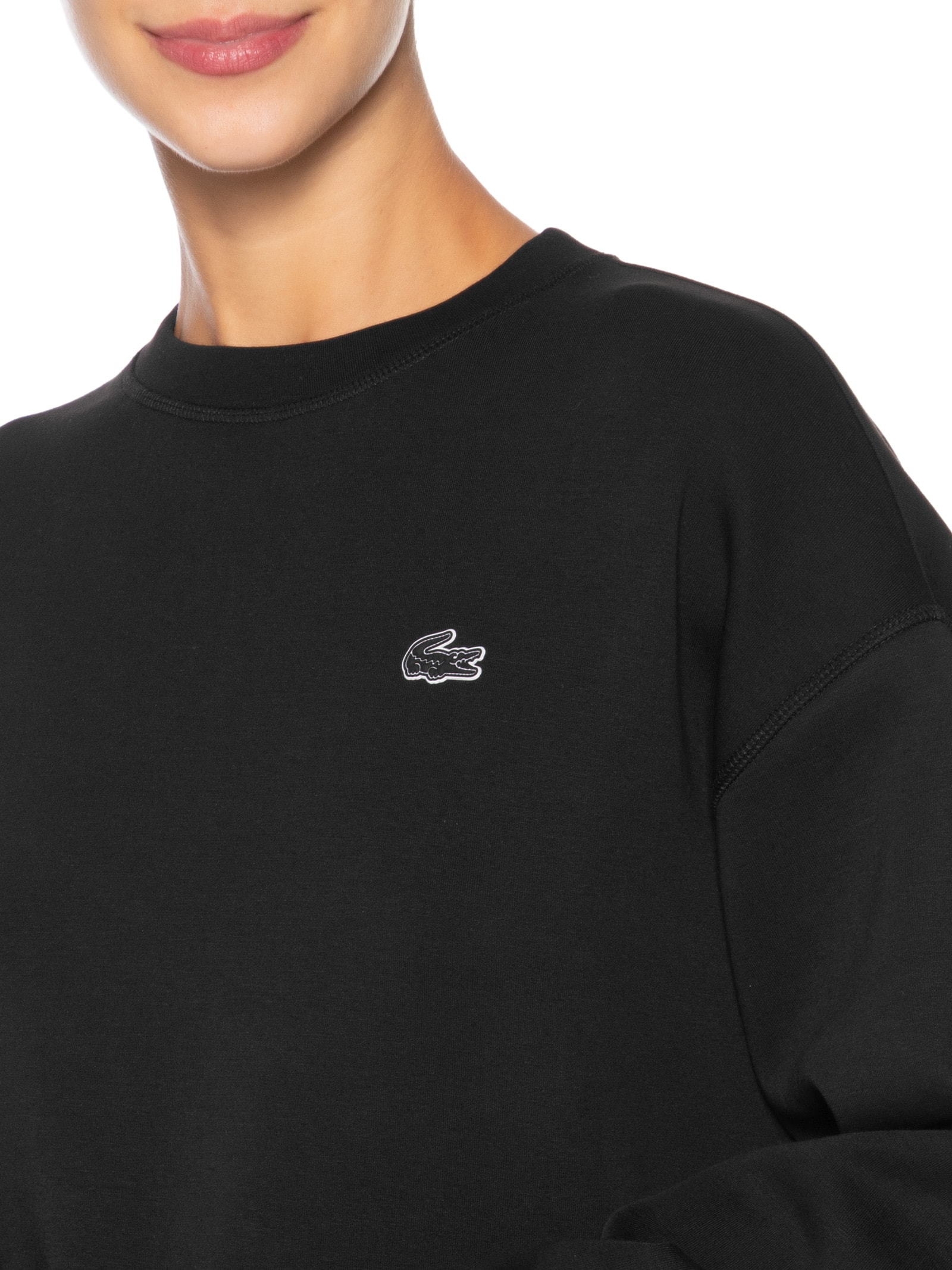 Casaco Feminino Moletom Básico Croco Preto Lacoste