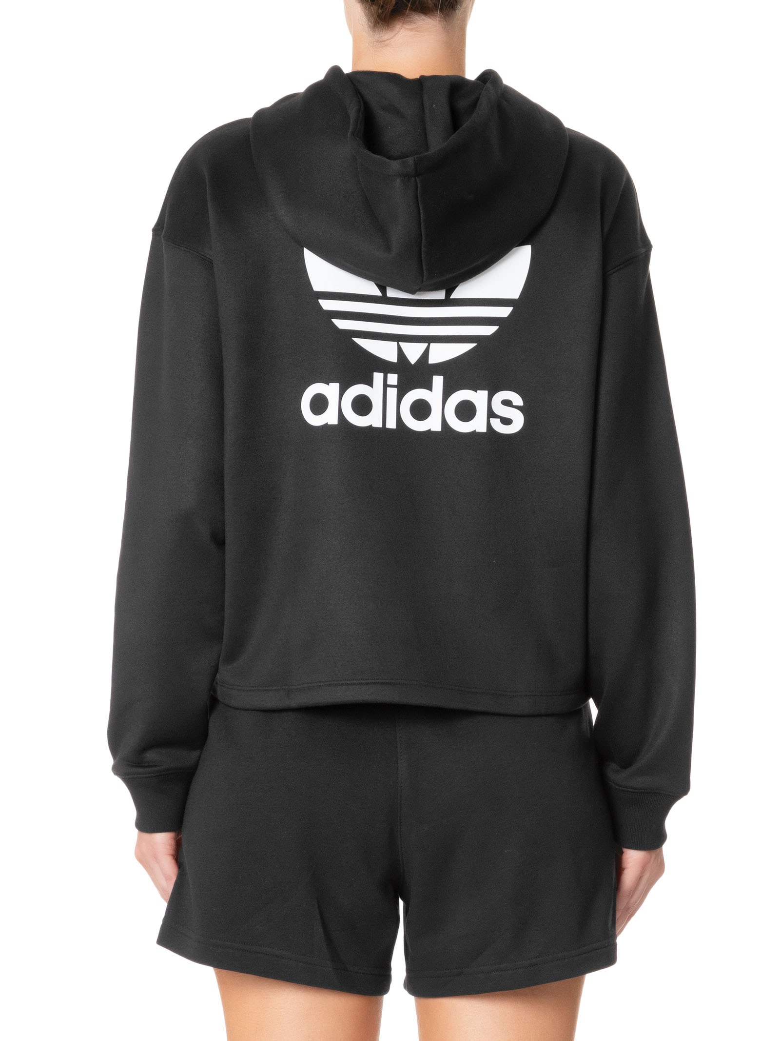 Adidas Originals Casaco Feminino Moletom Capuz Trefoil Preto