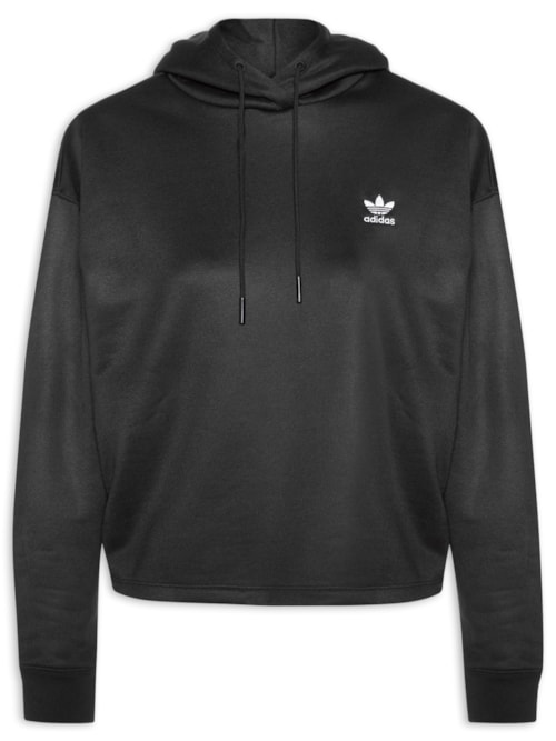 Casaco Feminino Moletom Capuz Trefoil – Preto