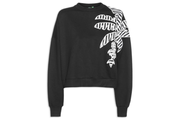 Casaco Feminino Moletom Coqueiro Bordado - Preto