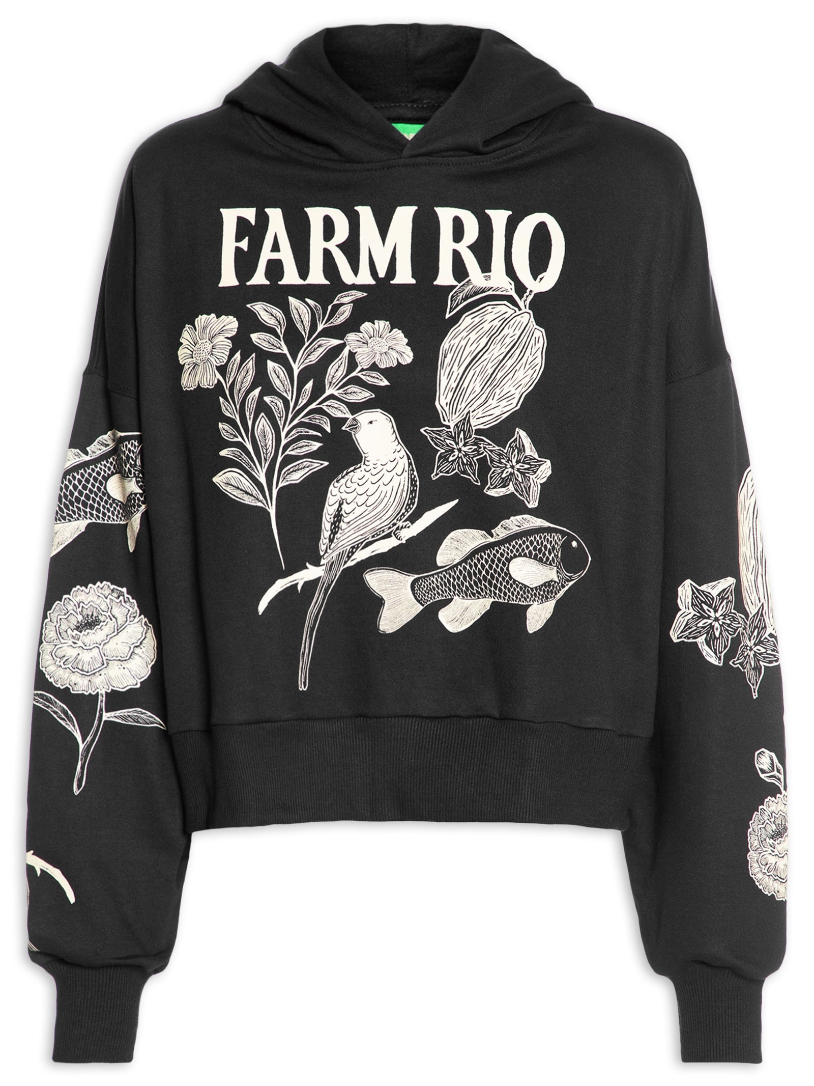 Casaco Feminino Moletom Jardim De Cordel Preto Farm