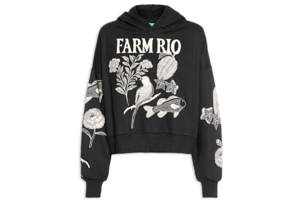 Casaco Feminino Moletom Jardim De Cordel - Preto