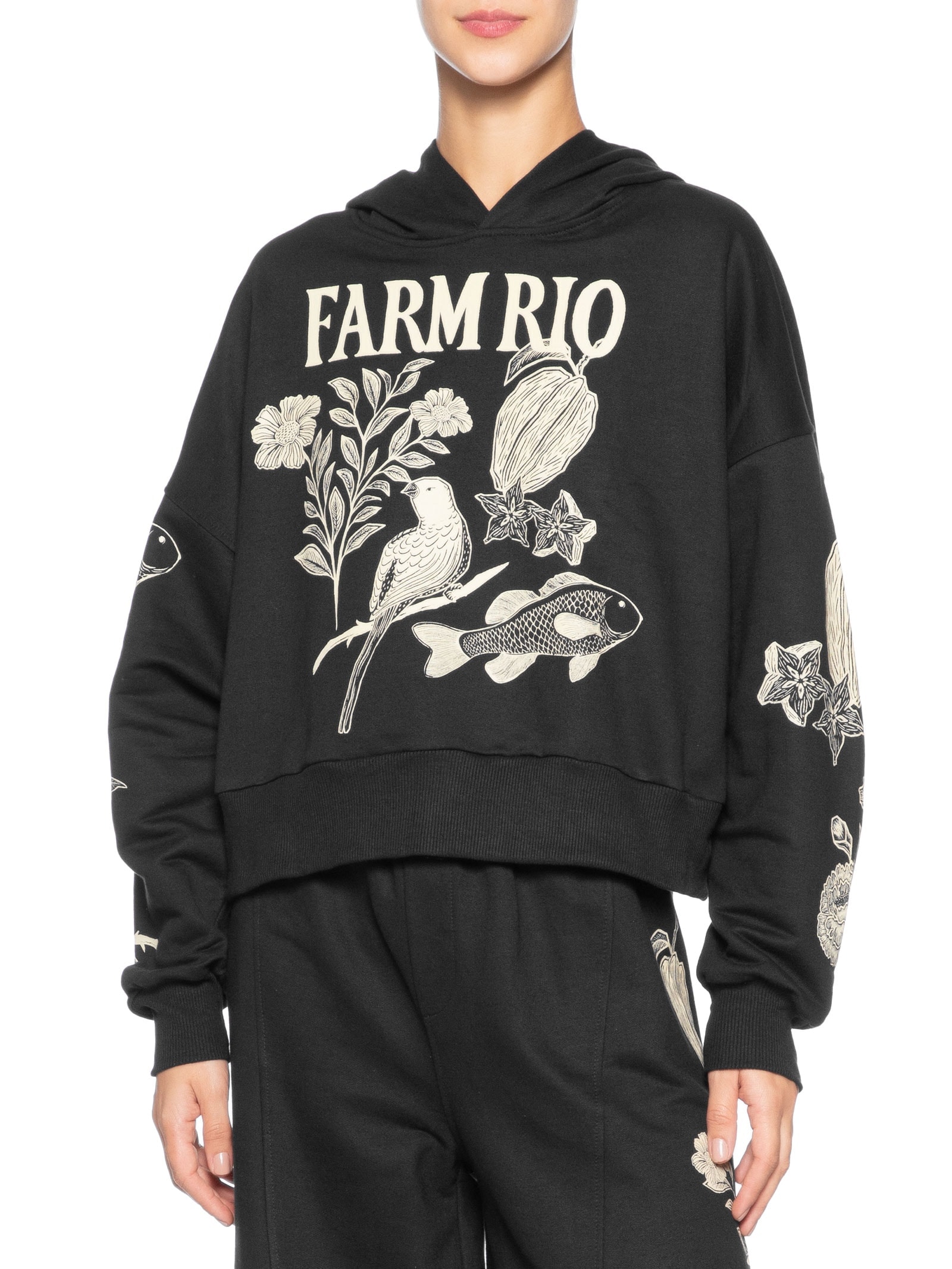 Casaco Feminino Moletom Jardim De Cordel Preto Farm