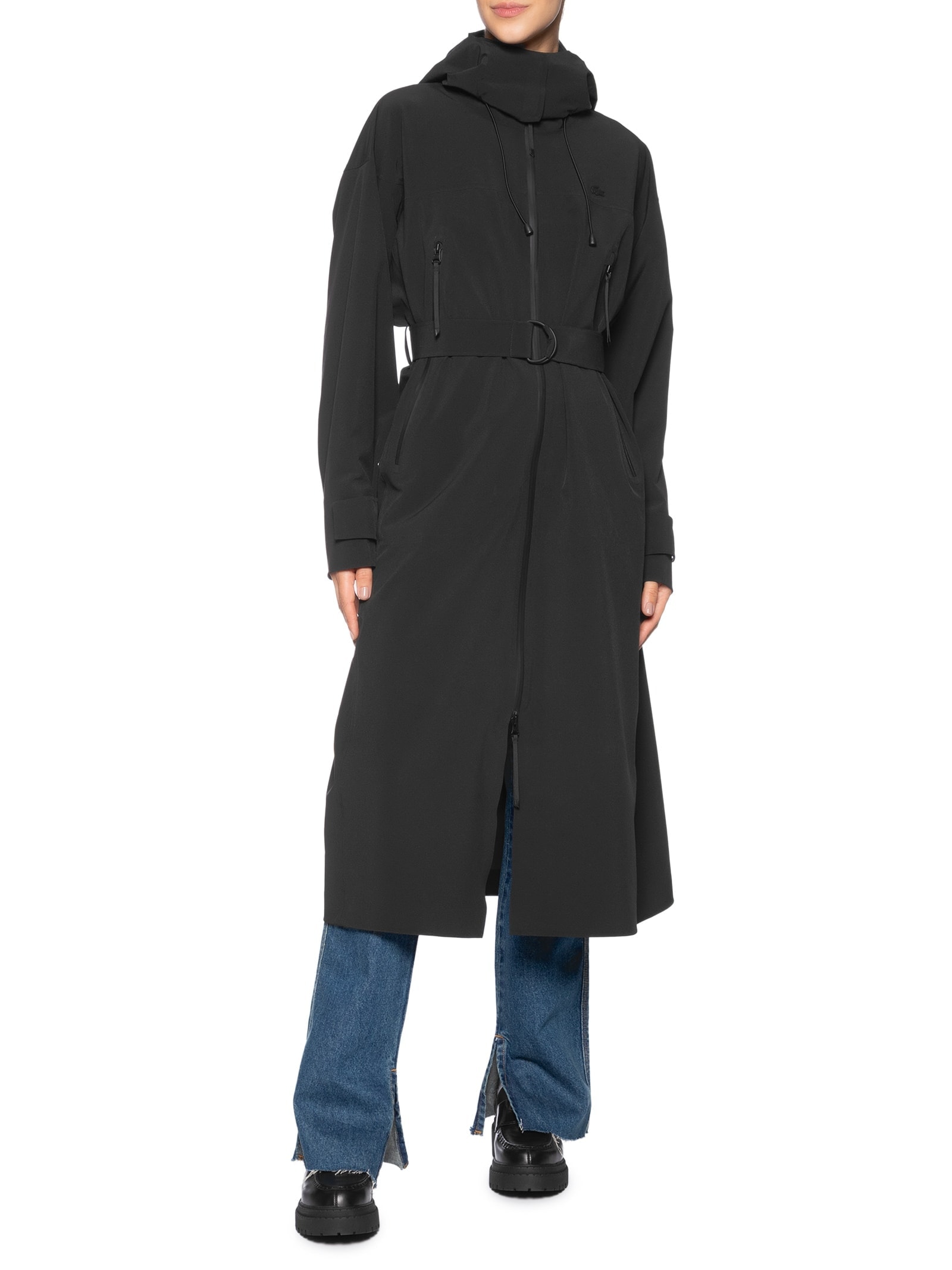 Casaco Feminino Overshirt Em Denim Tamanho Grande Preto Lacoste