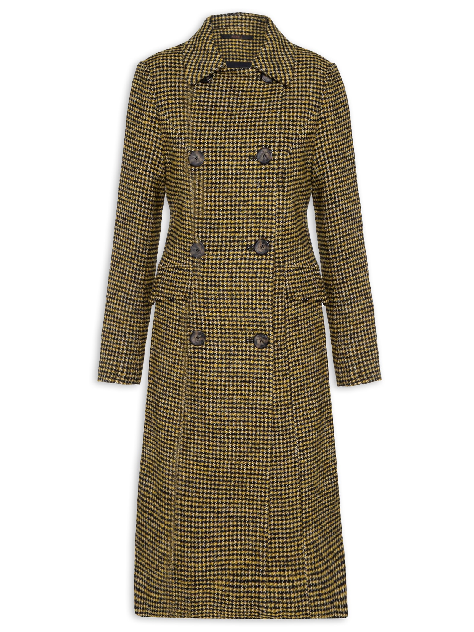 Casaco Feminino Overtop Xadrez Com Martingale - Animale - Amarelo