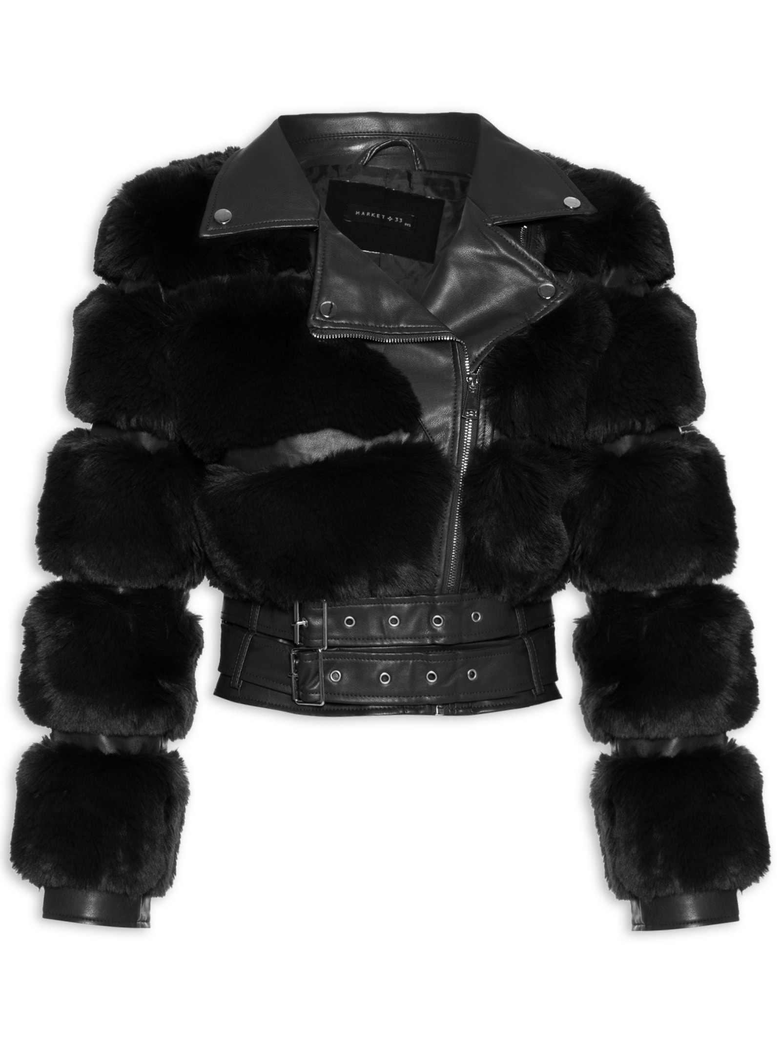 Casaco Feminino Pelinhos Preto Market 33