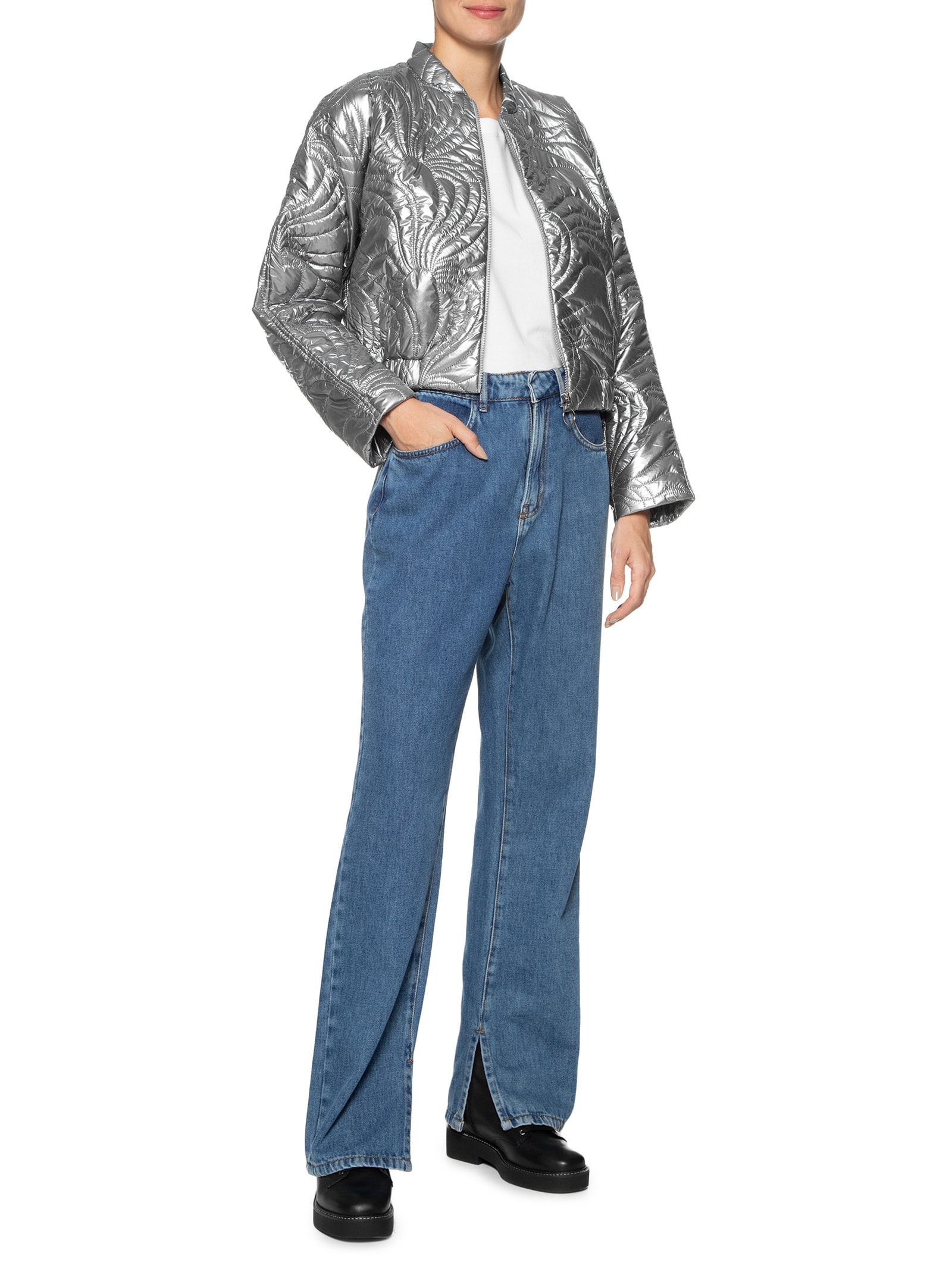 Casaco Feminino Puffer Matelassê Prata Dress To