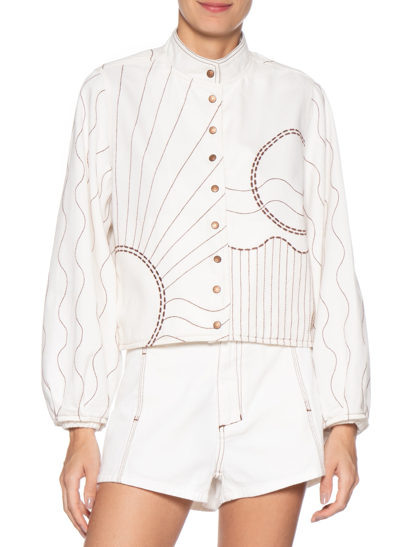 Casaco Feminino Sarja Bordado Branco Dress To