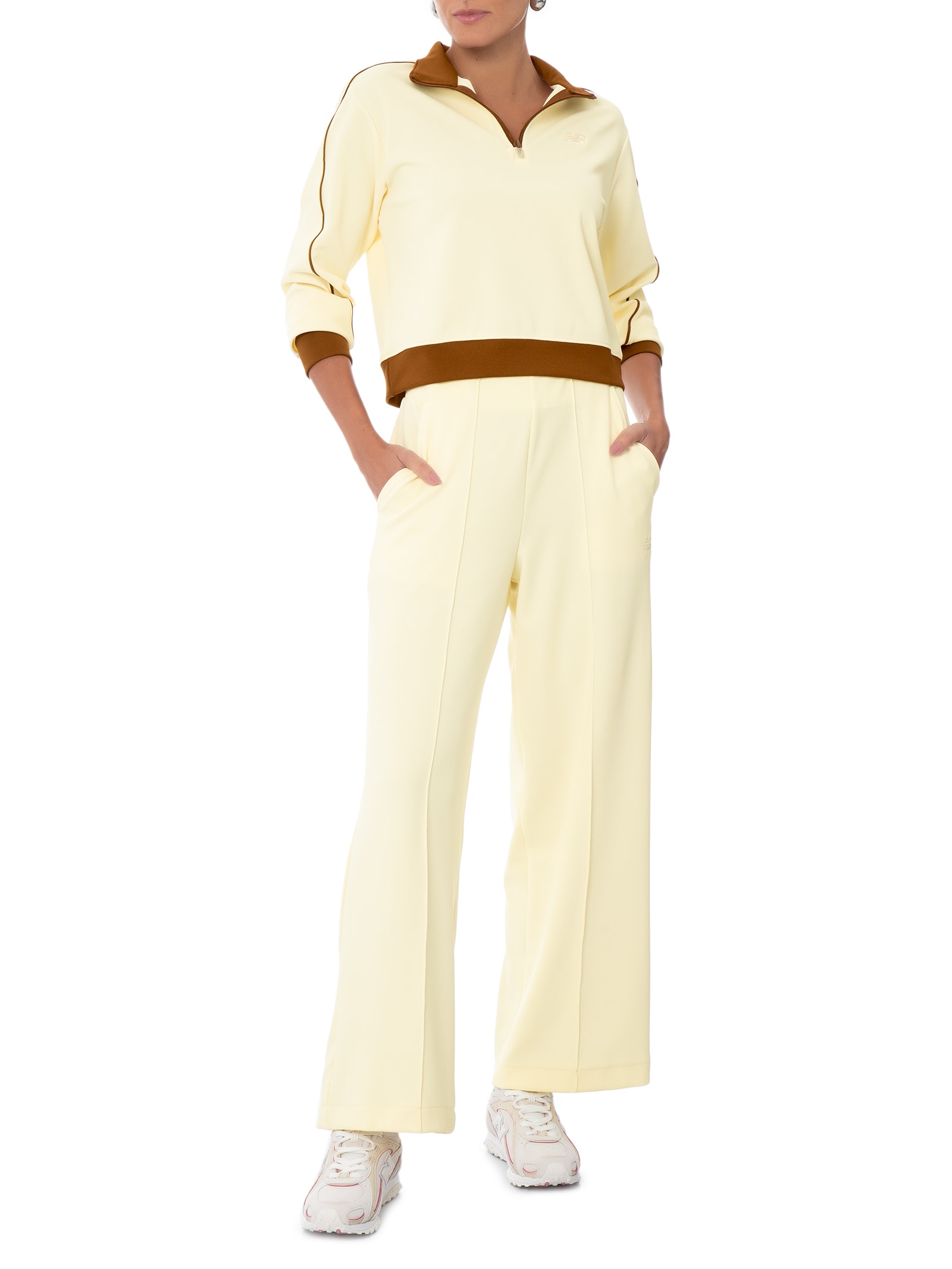 Casaco Feminino Sport Legacy Piquê 1/4 Zip Off White New Balance