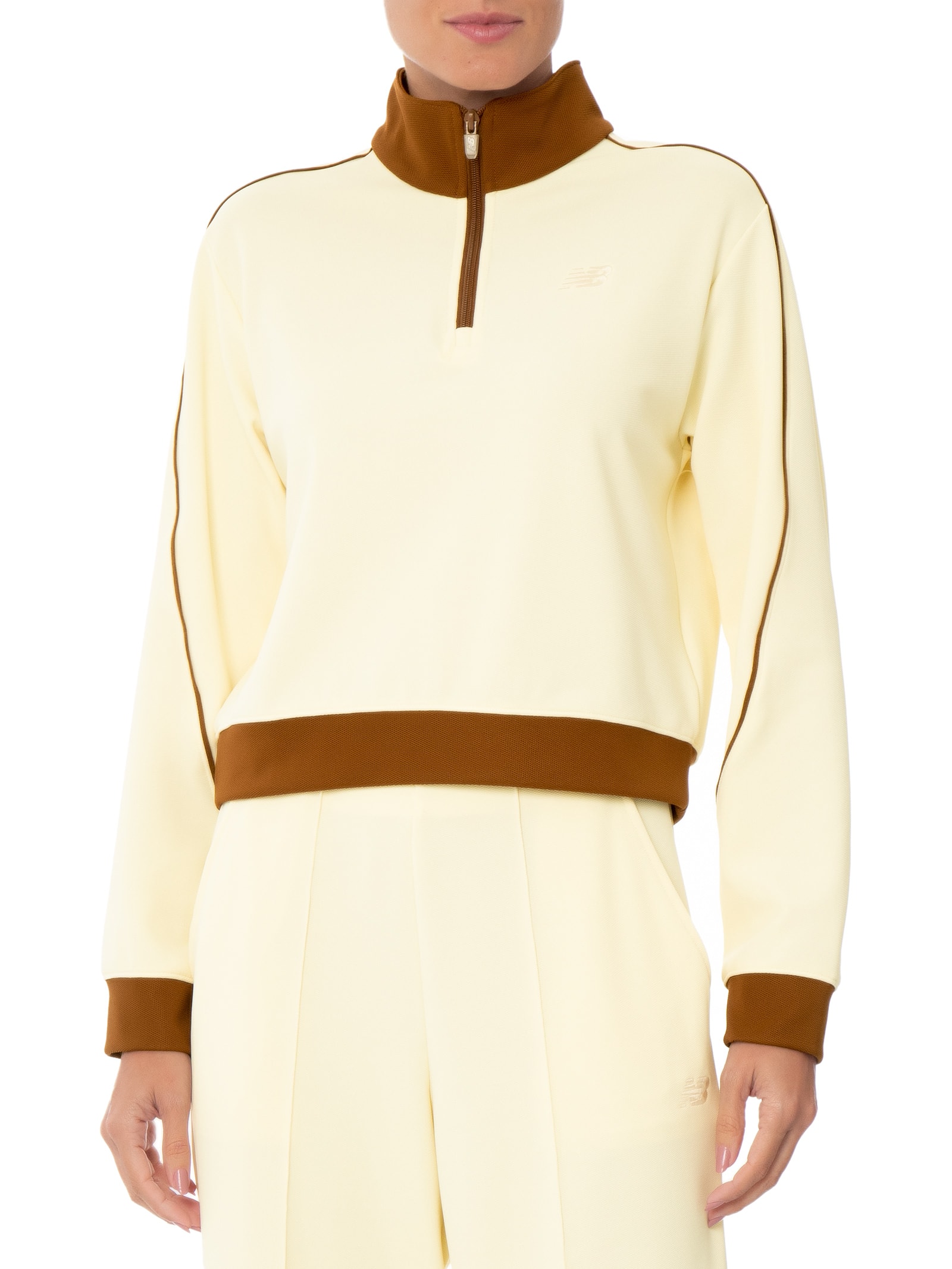 Casaco Feminino Sport Legacy Piquê 1/4 Zip Off White New Balance