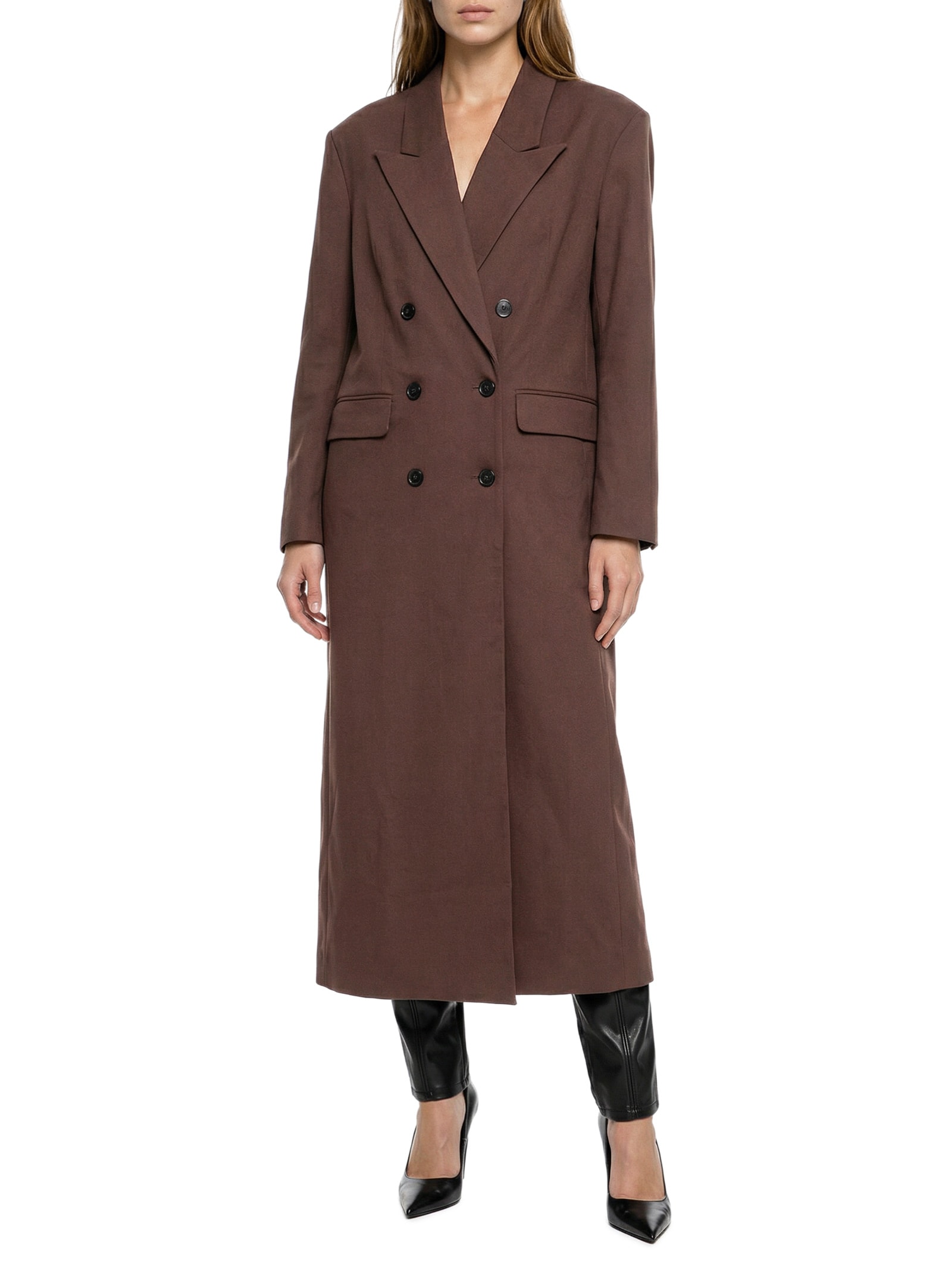 Casaco Feminino Transpassado Oversized Marrom Lança Perfume