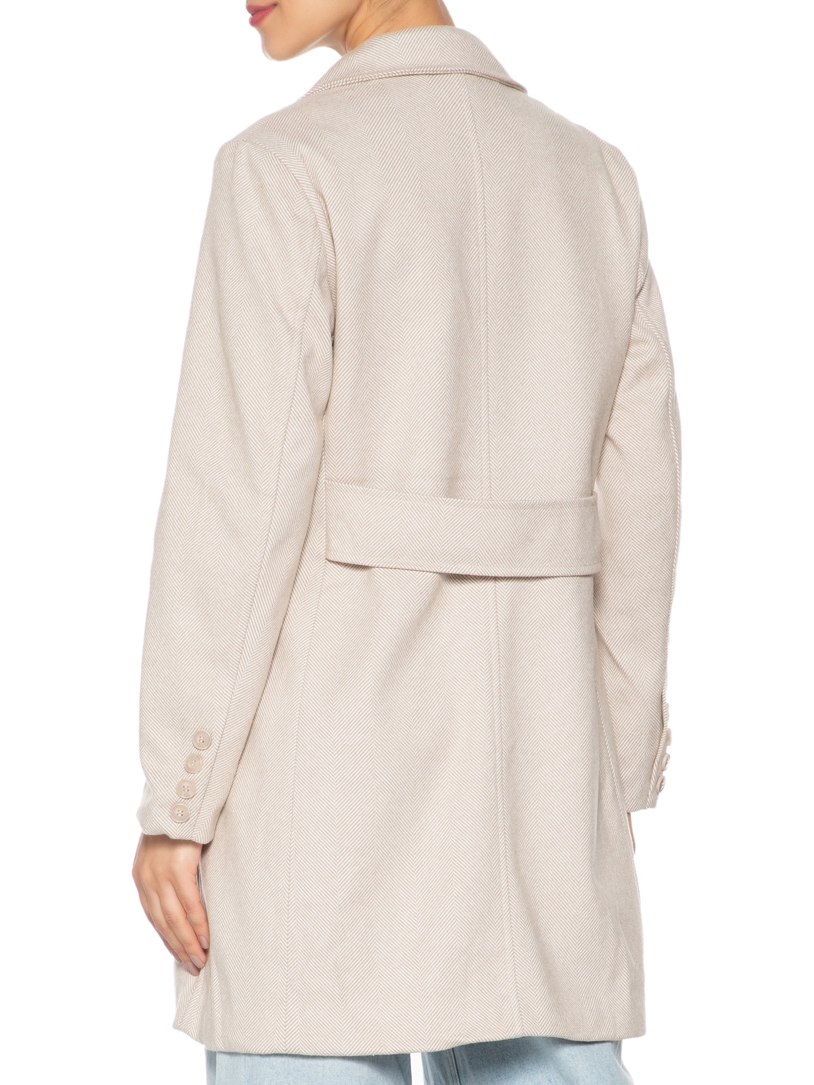 Casaco Feminino Transpasse Duplo Bege  Basiq