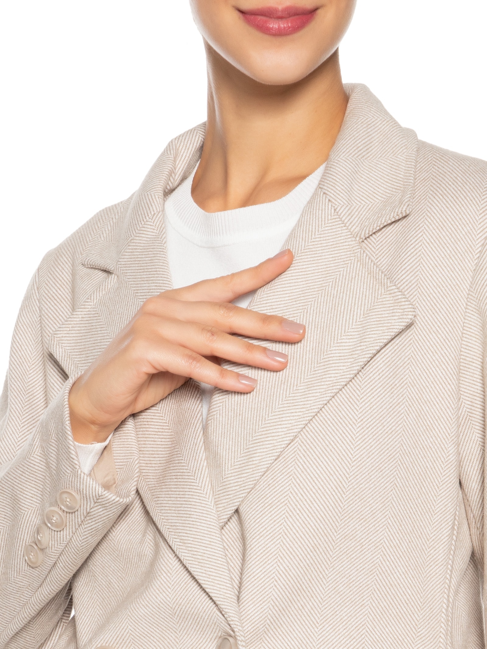 Casaco Feminino Transpasse Duplo Bege  Basiq