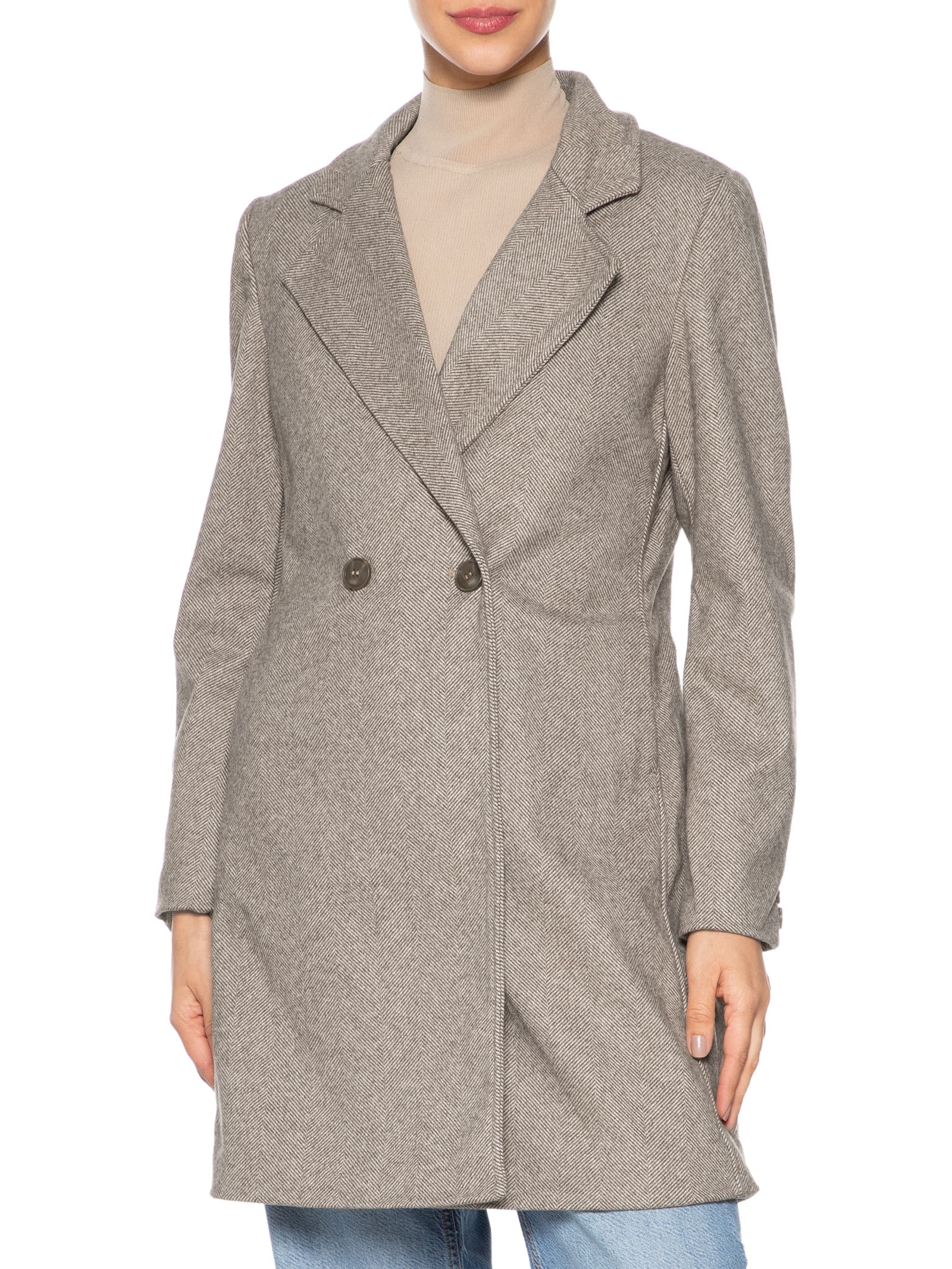 Casaco Feminino Transpasse Duplo Marrom Basiq