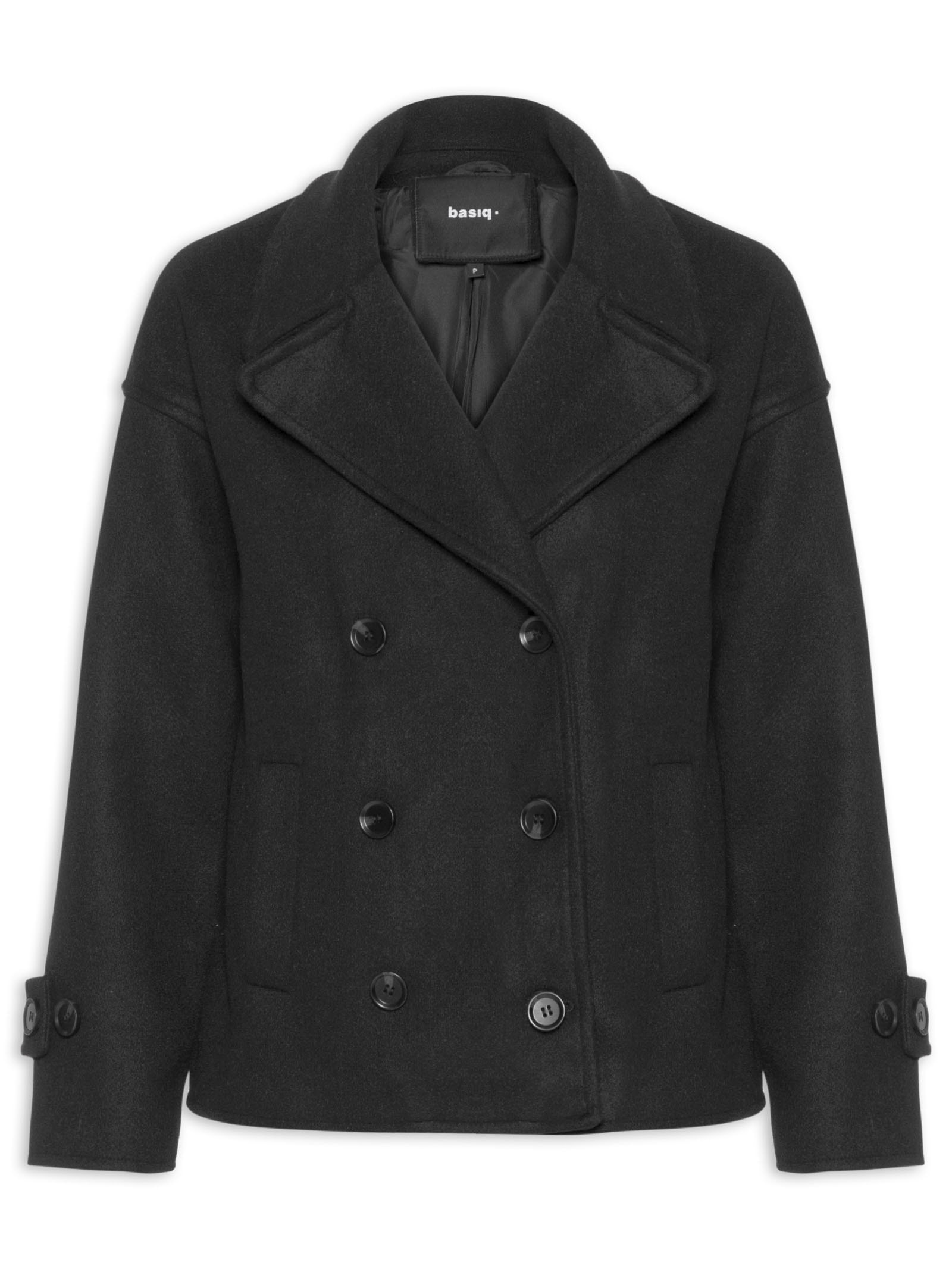 Casaco Feminino Transpasse Duplo Preto Basiq