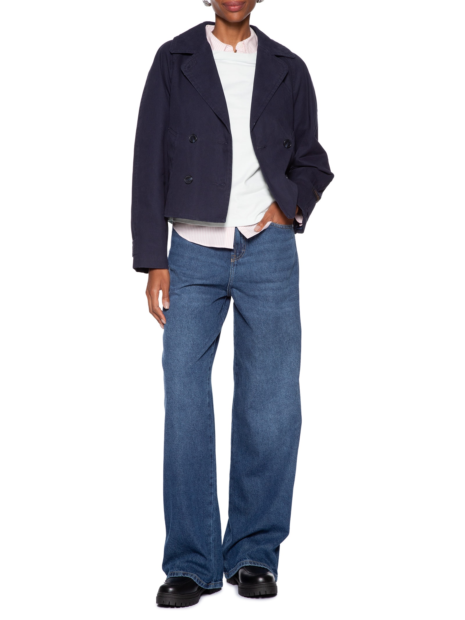 Casaco Feminino Trench Coat Bree Crop Swing Azul Levi's