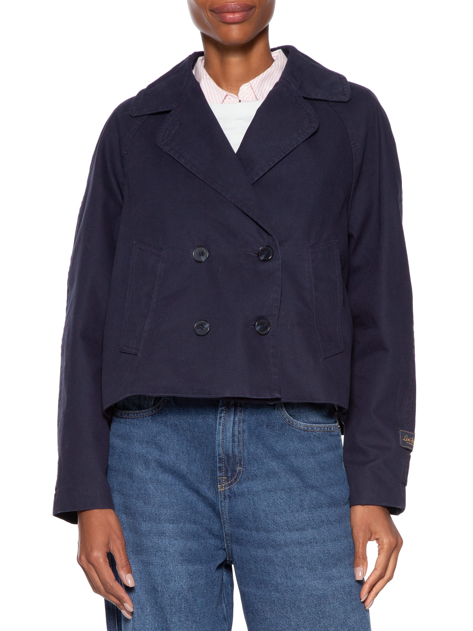 Casaco Feminino Trench Coat Bree Crop Swing Azul Levi's