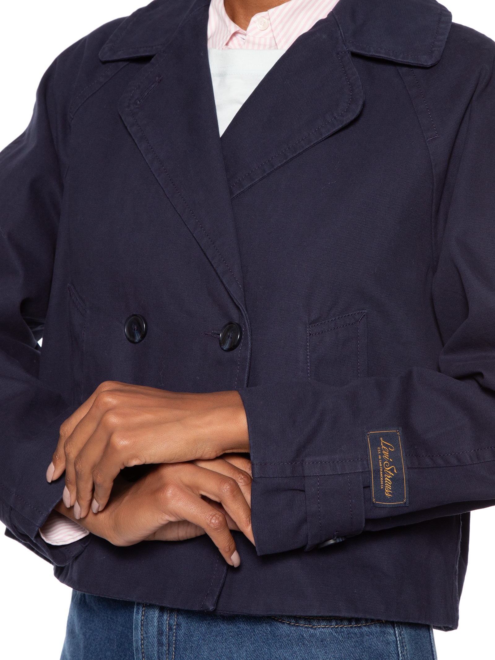 Casaco Feminino Trench Coat Bree Crop Swing Azul Levi's