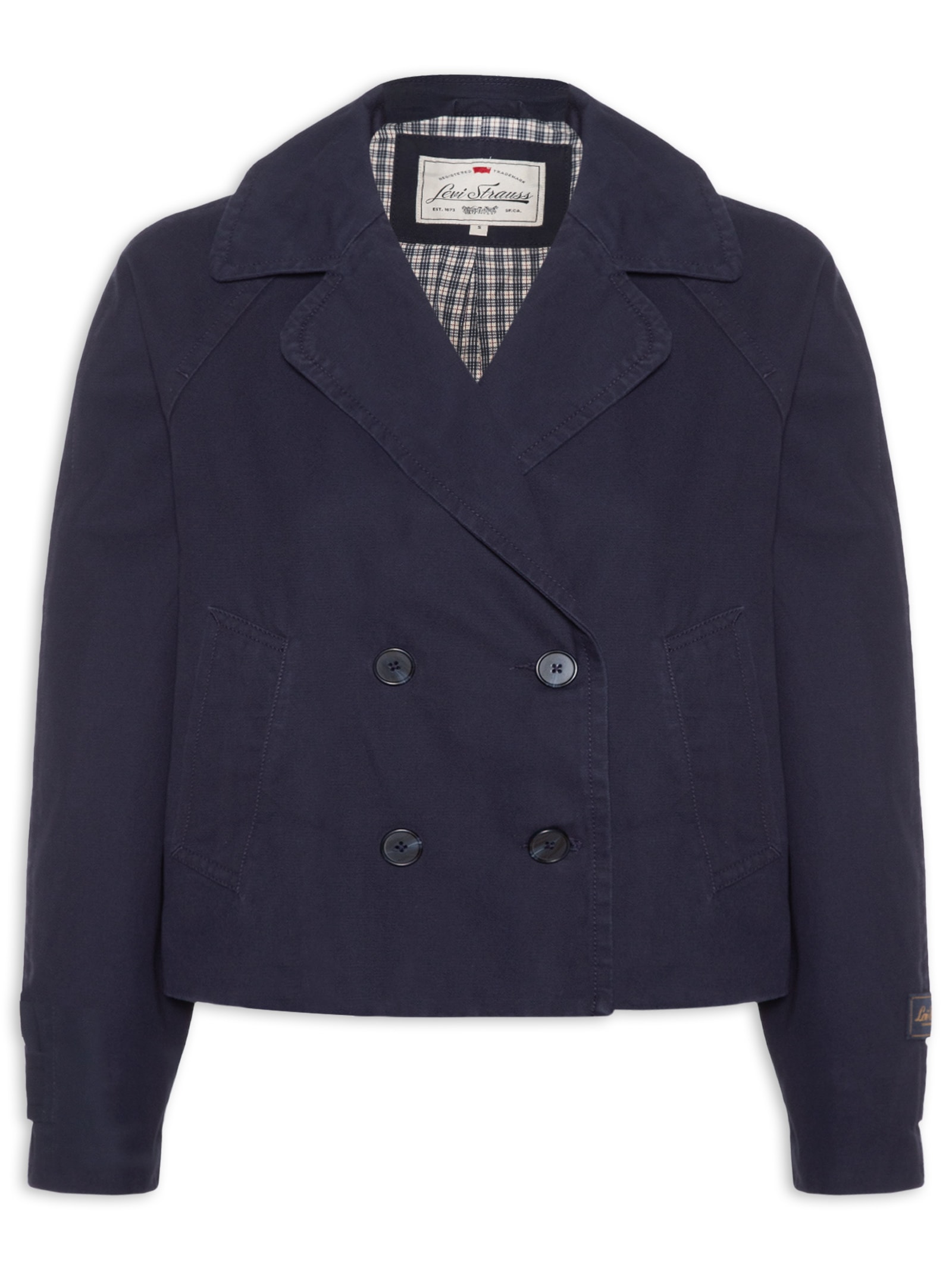 Casaco Feminino Trench Coat Bree Crop Swing Azul Levi's