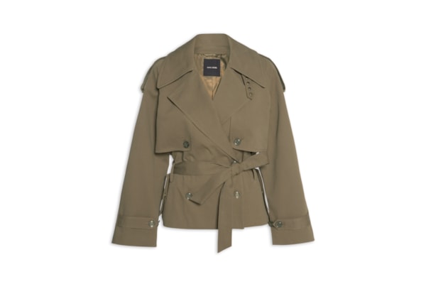 Casaco Feminino Trench Coat Curto Com Cinto - Verde