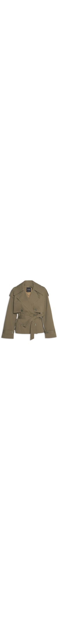 Casaco Feminino Trench Coat Curto Com Cinto - Verde