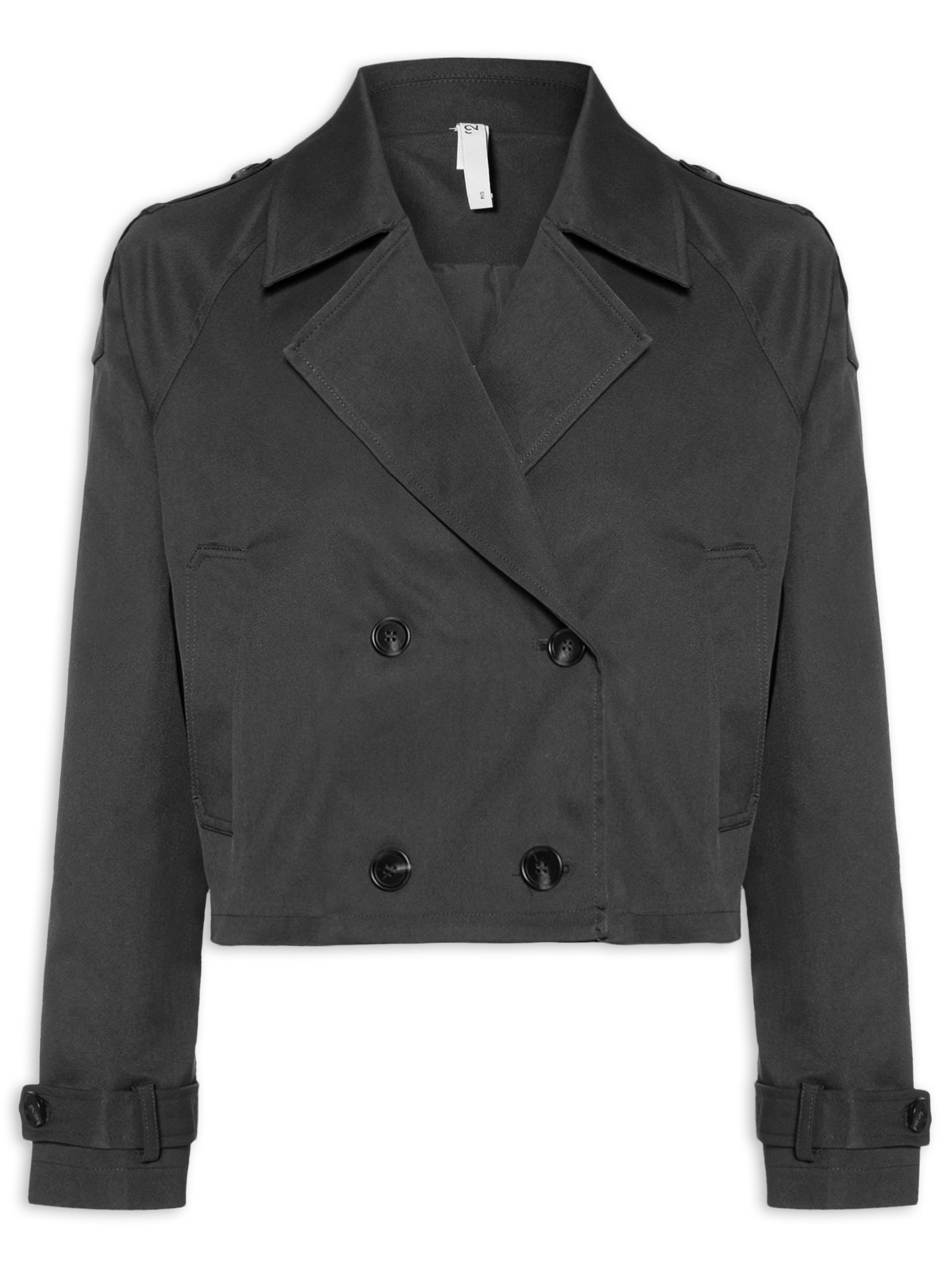 Casaco Feminino Trench Coat Curto Preto '2Essential