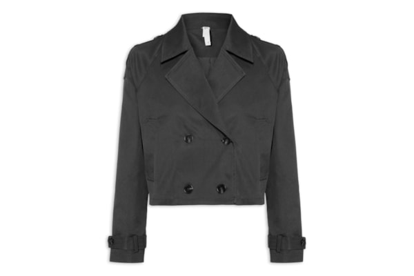 Casaco Feminino Trench Coat Curto - Preto