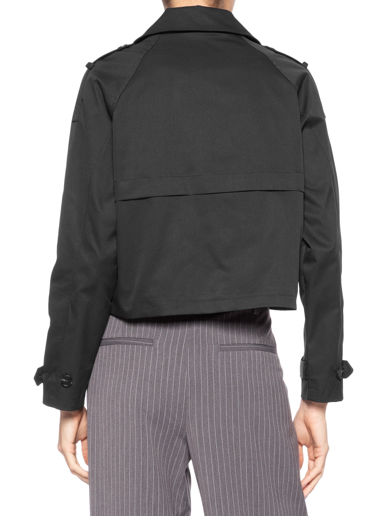 Casaco Feminino Trench Coat Curto Preto '2Essential