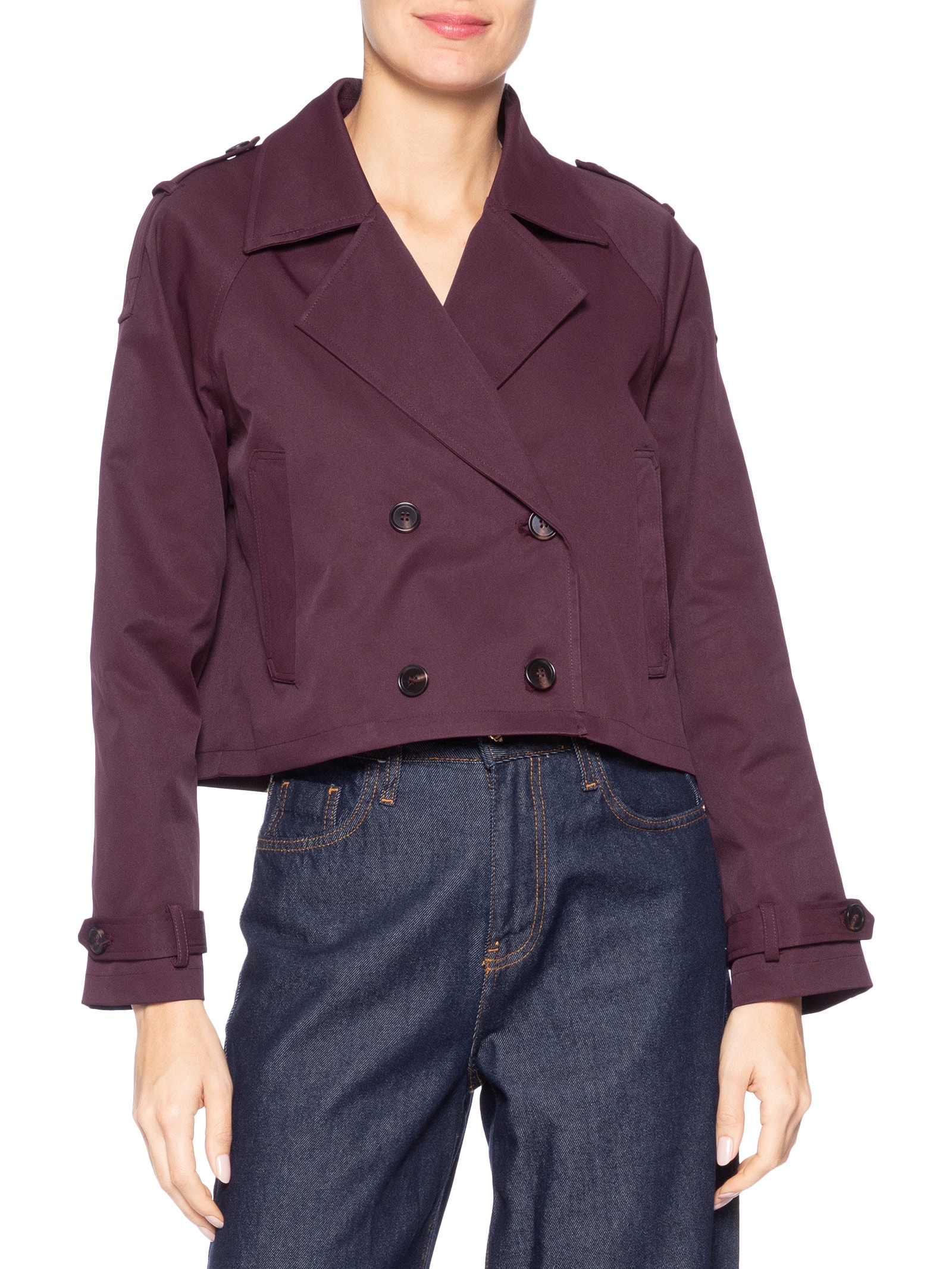 Casaco Feminino Trench Coat Curto Vermelho '2Essential
