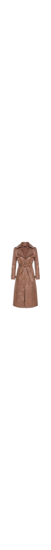Casaco Feminino Trench Coat De Couro Clássico - Marrom