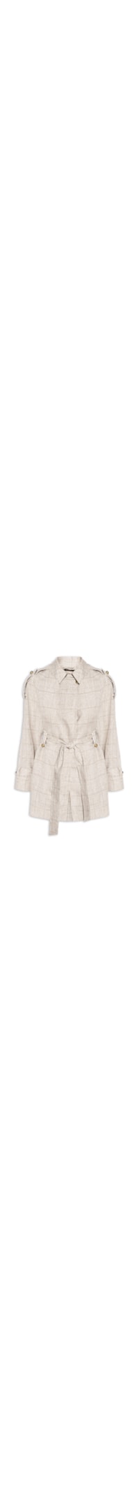 Casaco Feminino Trench Coat De Linho Xadrez - Cinza