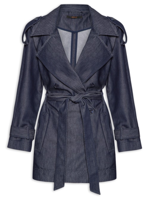 Casaco Feminino Trench Coat Jeans – Azul