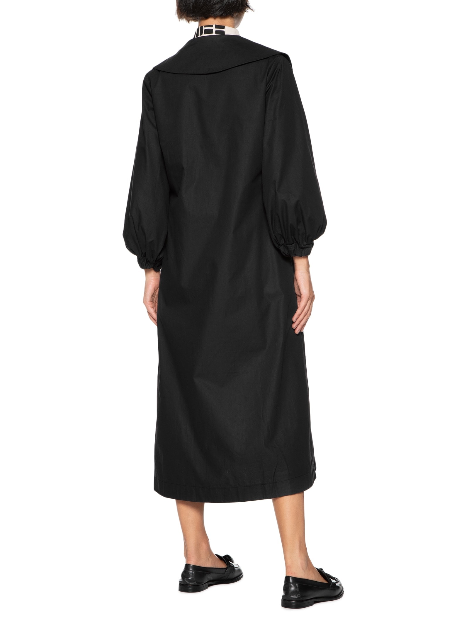 Casaco Feminino Trench Coat Manga Franzida Liso Preto Cacay