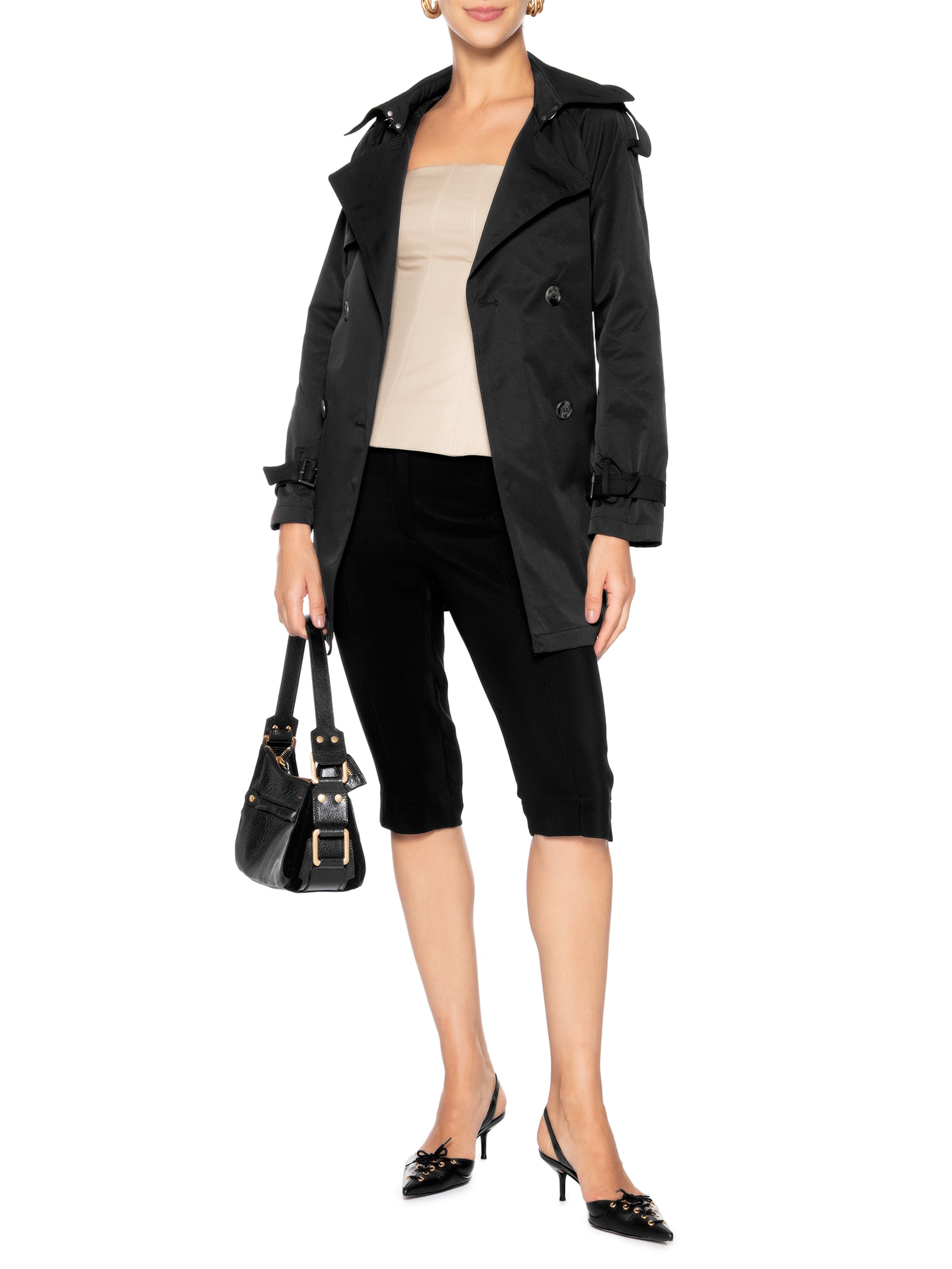 Casaco Feminino Trench Coat Preto Market 33