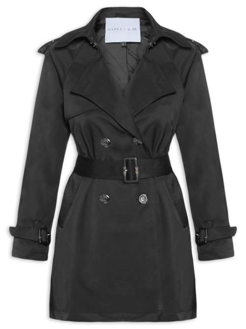 Casaco Feminino Trench Coat – Preto