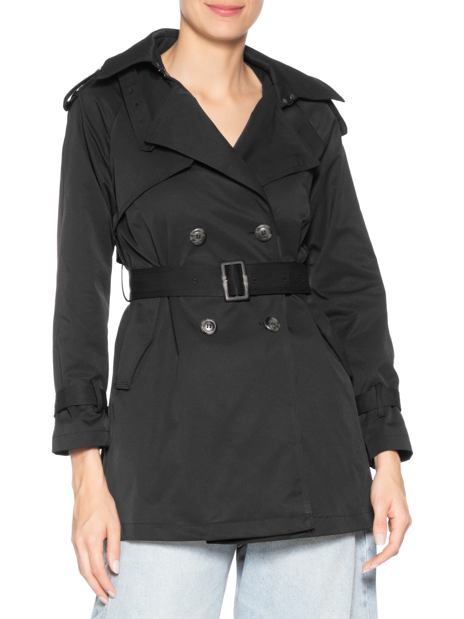 Casaco Feminino Trench Coat Preto Market 33