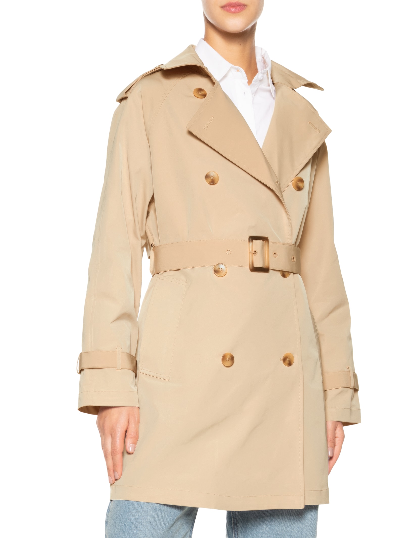 Le Lis Casaco Feminino Trench Kami Alongado Bege