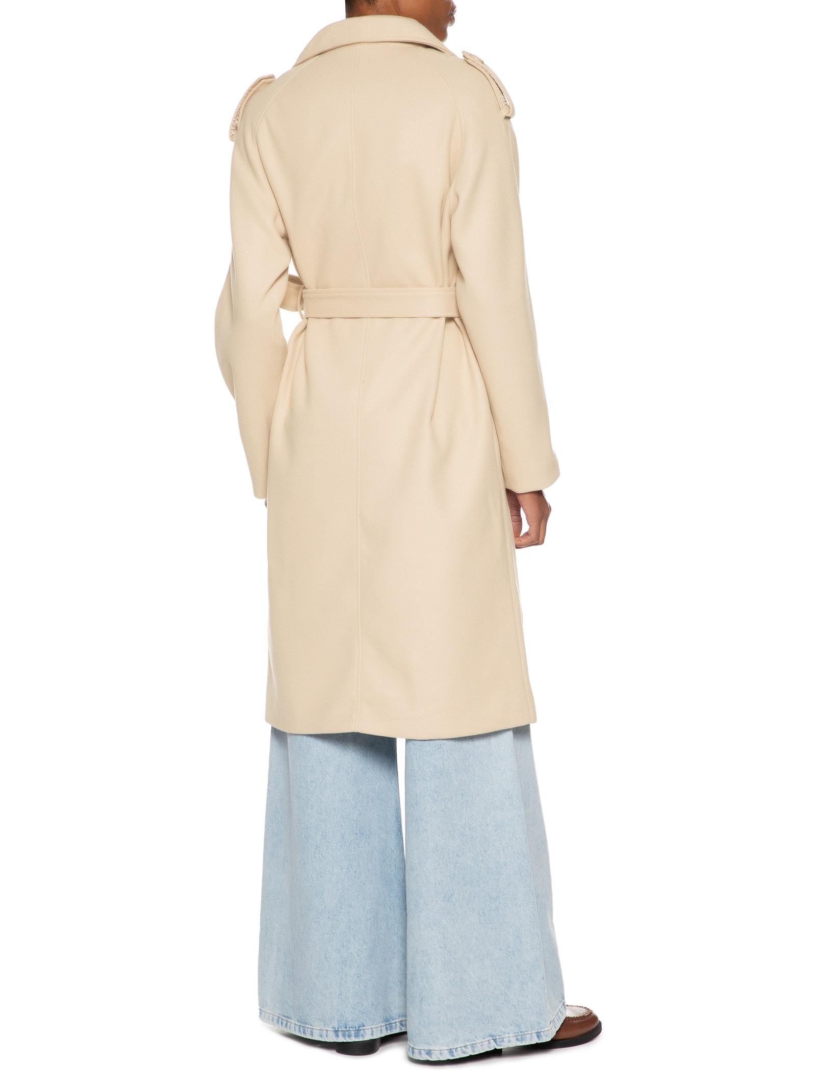 Casaco Feminino Trenchcoat Alongado Com Bolso Bege Basiq