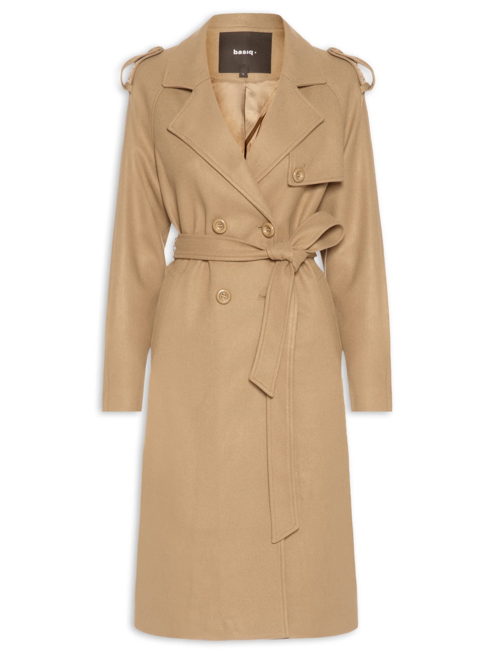 Casaco Feminino Trenchcoat Alongado Com Bolso Marrom Basiq